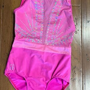 Girls Hot Pink Sequin Leotard